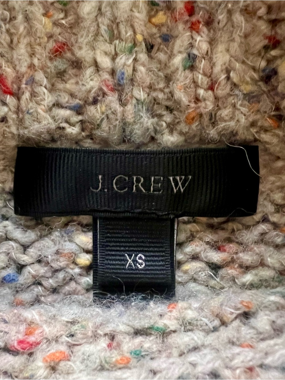 J. Crew Cream Tweed Cowl Neck Sweater with Multicolor Flecks - Picture 2 of 5